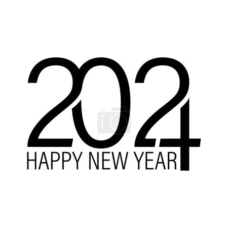 Illustration for Happy New Year 2024 square template. Greeting concept for 2024 new year celebration. Vector illustration isolated on plain background for annual report, flyer, banner or poster. - Royalty Free Image