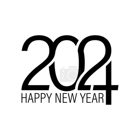 Illustration for Happy New Year 2024 square template. Greeting concept for 2024 new year celebration. Vector illustration isolated on plain background for annual report, flyer, banner or poster. - Royalty Free Image