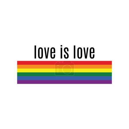 Ilustración de El amor es amor. Feliz Día del Orgullo. 28 de junio. Símbolo del corazón y colores de la bandera del orgullo LGBTQ +. Celebra la ilustración vectorial del mes, semana o día de orgullo. Apoyo LGBTQ plantilla de publicación de medios sociales, tarjeta, invitación. - Imagen libre de derechos