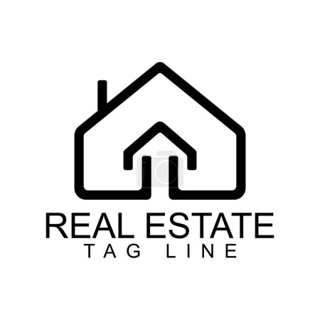 Illustration for Real estate corporate business logo design. Flat monogram for rent a house, hotel, housing society company. Minimal style icon, sign, brand name, symbolic letter vector illustration. - Royalty Free Image