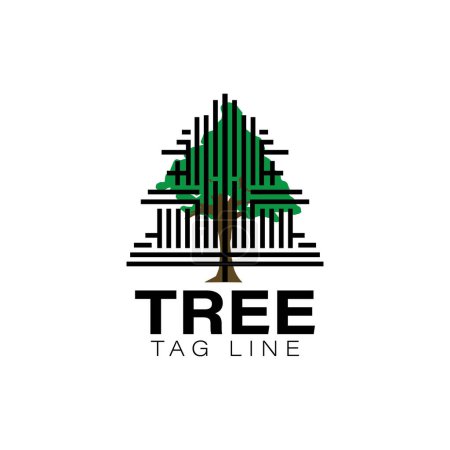 Illustration for Tree logo design. Up triangle shape plant icon in line contour style. Flat garden natural symbols template. Tree of life branch business sign. Vector illustration. - Royalty Free Image