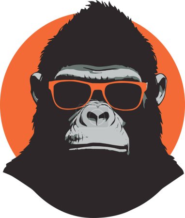 Téléchargez les illustrations : Monkey in Sunglasses vector illustration design - en licence libre de droit