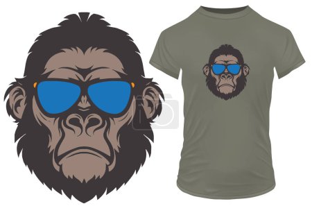 Ilustración de Mono en gafas de sol vector ilustración camiseta fondo diseño - Imagen libre de derechos