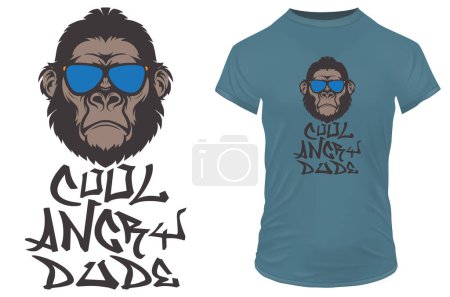 Illustration for Monkey in Sunglasses vector illustration T-shirt background design - Royalty Free Image