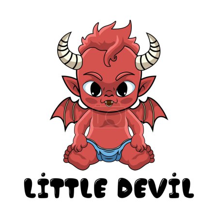 Téléchargez les illustrations : Little Devil, illustration vectorielle Conception d'idée de t-shirt - en licence libre de droit