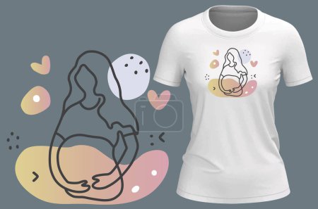 Illustration for Pregnant woman vector illustration, T-shirt design concept - Royalty Free Image