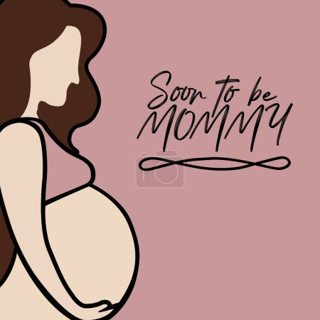 Téléchargez les illustrations : Illustration vectorielle femme enceinte, concept de T-shirt - en licence libre de droit
