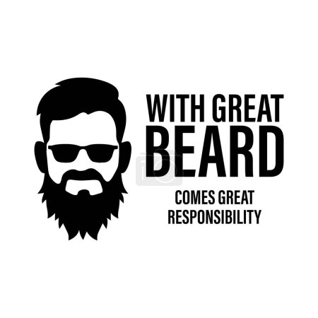 Téléchargez les illustrations : Homme barbu en lunettes de soleil illustration vectorielle, conception d'idée de T-shirt - en licence libre de droit
