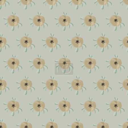 Illustration for Seamless watercolor floral pattern - pink daisy flowers elements, green leaves branches on white background; for wrappers, wallpapers, postcards, greeting cards, wedding invites, romantic events - Royalty Free Image