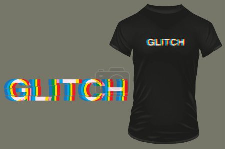 Illustration for 3d style glitch typography. Vector illustration for t-shirt, website, print, clip art, poster and print on demand merchandise. - Royalty Free Image