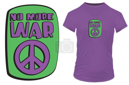 Illustration for No more war, peace. Retro style vector illustration with peace symbol for t-shirt, website, print, clip art, poster and print on demand merchandise. - Royalty Free Image