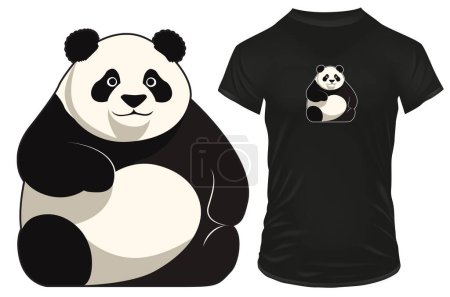 Illustration for Cute fat panda isolated on a white background. Vector illustration for tshirt, website, print, clip art, poster and print on demand merchandise. - Royalty Free Image