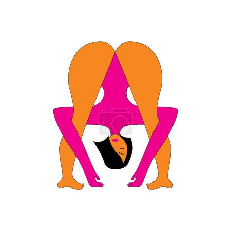 sexy Weibchen in einer Kamasutra Sex-Position. Vektor-Illustration für T-Shirt, Website, Print, Clip Art, Poster und Print on Demand Merchandise.