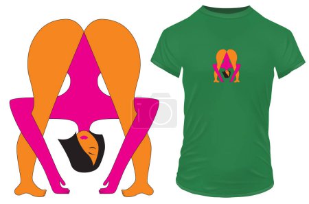 sexy Weibchen in einer Kamasutra Sex-Position. Vektor-Illustration für T-Shirt, Website, Print, Clip Art, Poster und Print on Demand Merchandise.