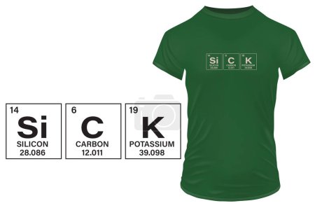 Illustration for Sick. Wow quote written in funny periodic table style. Vector illustration for tshirt, website, print, clip art, poster and custom print on demand merchandise. - Royalty Free Image