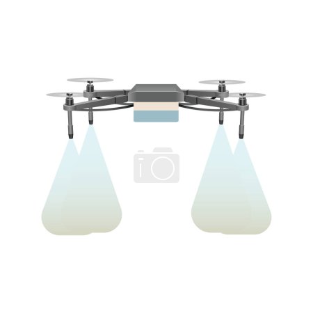Ilustración de Pulverizador de cultivos drone quadcopter, moderno químico, pesticida o insecticida pulverizador. Ilustración vectorial. - Imagen libre de derechos
