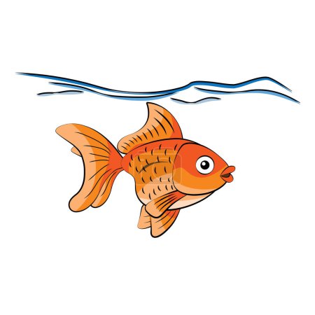 Téléchargez les illustrations : Goldfish corporate logo design. Orange gold fish luxury icon. Classic monogram for company. Icon, sign, branding, symbolic vector illustration isolated on white background. - en licence libre de droit
