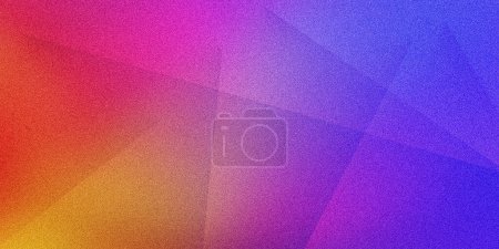 Photo for Vibrant geometric patterns on multicolored orange blue pink purple yellow grainy ultra wide pixel backdrop. Perfect for design, banners, and art. Vintage style - Royalty Free Image