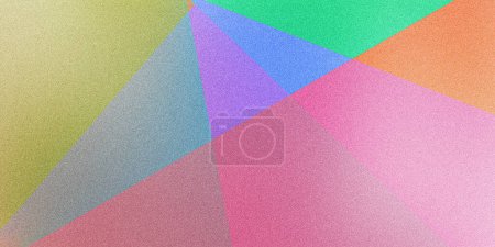 Stunning geometric composition with multicolored pink yellow blue purple azure orange accents on grainy ultra-wide pixel backdrop. Ideal for design, art, creative projects. Premium vintage style