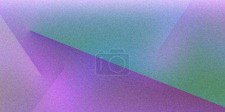 Colorful geometric shapes on multicolored purple lilac green pink turquoise neon grainy abstract background. Ideal for design, creative projects. Premium vintage style