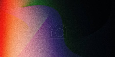 Colorful geometric shapes, dunes, stripes, vectors. Grainy abstract ultrawide pixel multicolored dark orange green blue purple red black gray gradient background. Perfect for design banners wallpapers