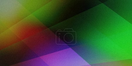 Striking geometric shapes lines in vibrant colors with a grainy, pixelated texture on an multicolored dark mix green turquoise purple red yellow blue neon ultrawide background, banners, wallpapers