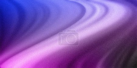 Geometrische Dünenwellen in leuchtenden Multicolors auf einem körnigen ultrabreiten Pixelhintergrund mit dunkelviolettem lila neonblauem azurblauem ultramaringrauen Farbverlauf. Ideal für Design, Banner, Tapeten, Vorlagen