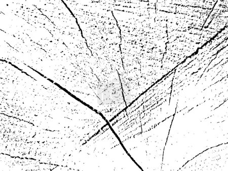 Téléchargez les illustrations : Texture vectorielle grunge d'une coupe transversale d'un mélèze présentant des fissures. Fond organique monochrome d'une vieille bûche sciée. Modèle pour superposition de texture, pochoir en style grunge. Élément de conception - en licence libre de droit