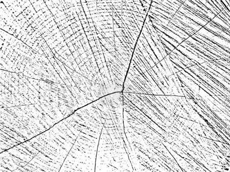 Téléchargez les illustrations : Texture grunge vintage d'un vieil arbre scié avec fissures. Fond organique monochrome. Parfait pour les designs vintage, rustiques et abstraits - en licence libre de droit