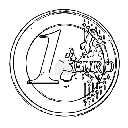 Ilustración de Textura grunge vectorial de una moneda angustiada de un euro. Perfecto para diseños vintage y grunge - Imagen libre de derechos