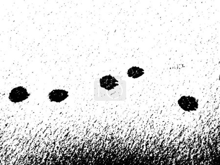 Illustration for Dog paw prints on snow, vector grunge texture. Using the effect of distress, weathering, chips, scuffs, dust, dirt, large and small grains. For backgrounds in vintage style, overlay, stencil - Royalty Free Image
