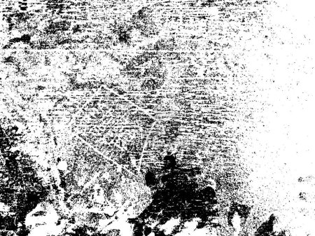 Illustration for Old paint on wooden board natural grunge background black and white old texture. Vector illustration for overlay. Distress effect of weathering cracks scratches abrasions dust large and small grains - Royalty Free Image