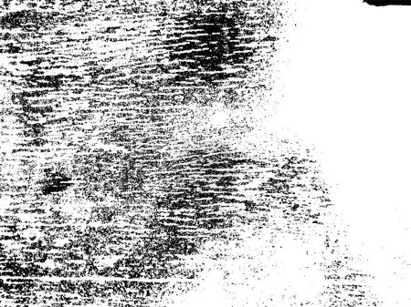 Illustration for Scratched paint on wooden board natural grunge background black and white old texture. Vector illustration for overlay. Distress effect, weathering cracks abrasions, dust, dirt, large and small grains - Royalty Free Image