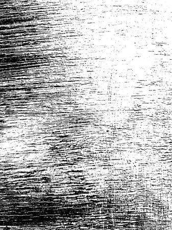Illustration for Old scratched paint on wooden board natural grunge background black and white old texture. Vector illustration for overlay. Distress effect weathering cracks abrasions dust dirt large and small grains - Royalty Free Image