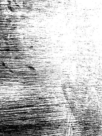 Illustration for Old dirty paint on wooden board natural grunge background black and white texture. Vector illustration for overlay. Distress effect weathering cracks scratches abrasions dust large and small grains - Royalty Free Image