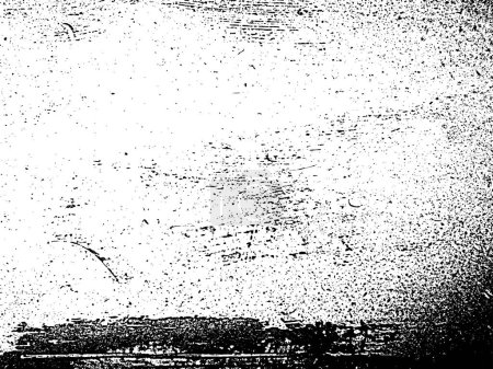 Illustration for Black and white texture of old dirty paint on windowsill natural grunge background. Vector illustration for overlay. Distress effect weathering cracks scratches abrasions dust large and small grains - Royalty Free Image