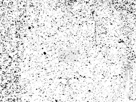 Illustration for Distress black and white vector texture of a concrete wall with large and small grains. Vector illustration. Weathering effect cracks scratches scuffs dust natural grunge background stencil overlay - Royalty Free Image