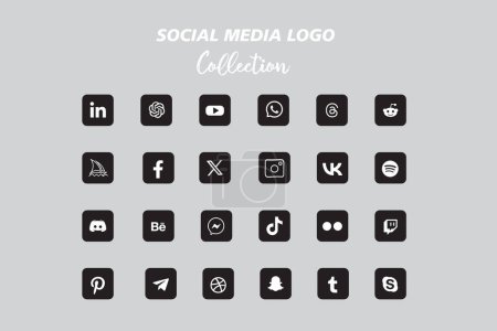 Ilustración de Popular colección de iconos de redes sociales - Imagen libre de derechos