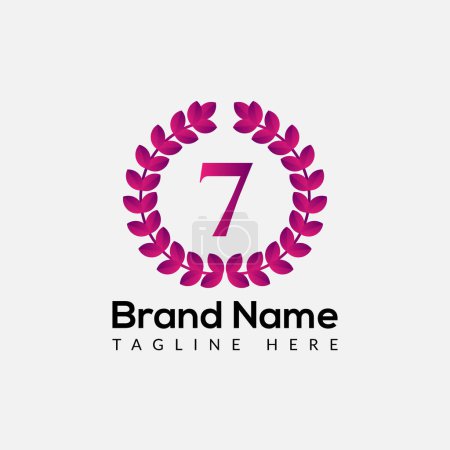 Leaf Logo On Letter 7 Template. Leaf On 7 Letter, Initial Fashion and Beauty Sign Concept