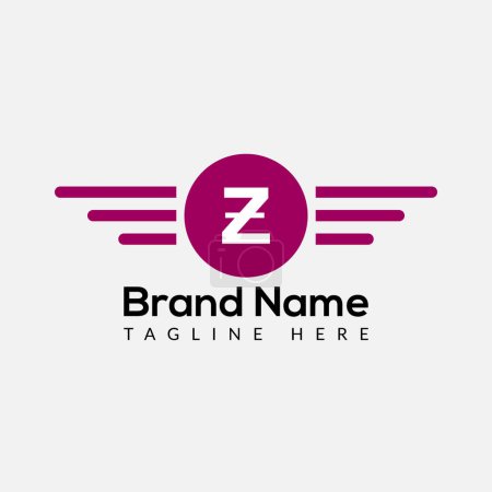 Ilustración de Logo del ala en la carta Z plantilla. Ala en letra Z, Plantilla de concepto de signo de ala inicial - Imagen libre de derechos