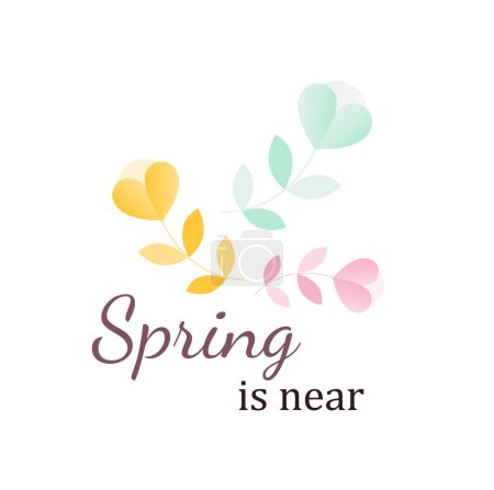 Ilustración de Bonita postal con flores. la primavera está cerca - Imagen libre de derechos