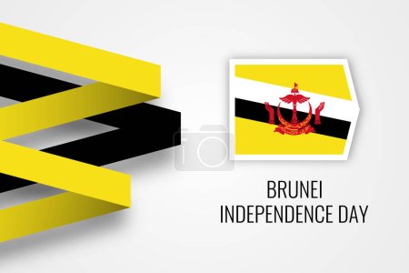 Illustration for Brunei Independence day celebration illustration template design. Vector - Royalty Free Image