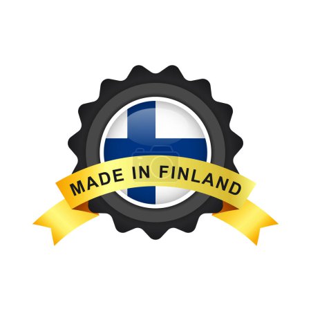 Fabriqué en Finlande Avec des étiquettes de badge emblème, vecteur