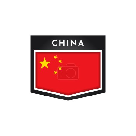 Ilustración de Flag of China label Illustration Template Design. Vector - Imagen libre de derechos