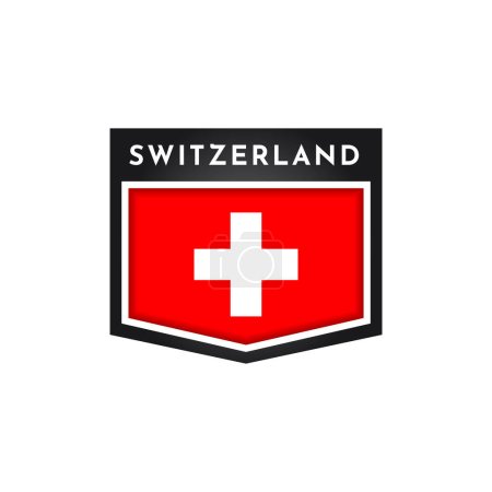 Flag of Switzerland with emblem label