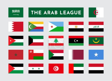 Illustration for Set of The Arab League Countries Flag - Royalty Free Image