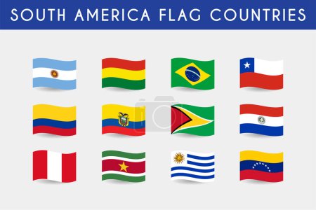 Illustration for Set of flag of south american countries illustration template design - Royalty Free Image