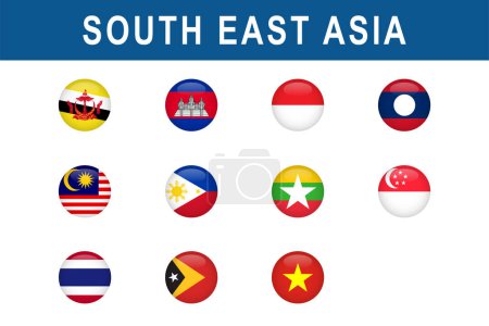 Illustration for Set flag of south east asian countries - Royalty Free Image