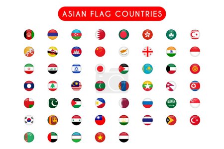 Illustration for All of Asian countries flag round 3d vector illustration - Royalty Free Image