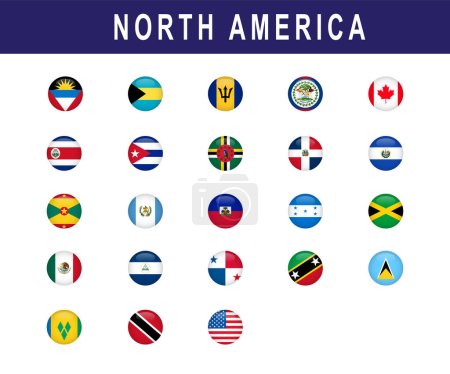 Illustration for Set of North American Countries Flag Template Design. Vector - Royalty Free Image
